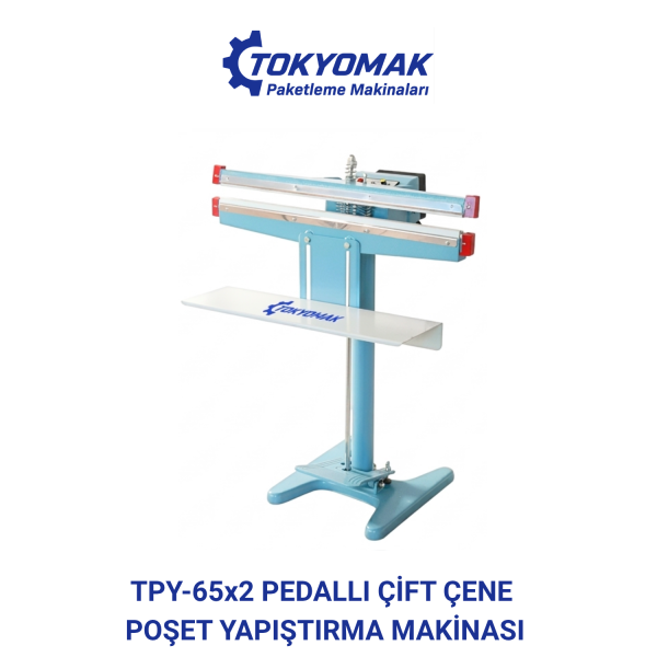 TPY 65x2 Pedallı Çift Çene Poşet Yapıştırma Makinası